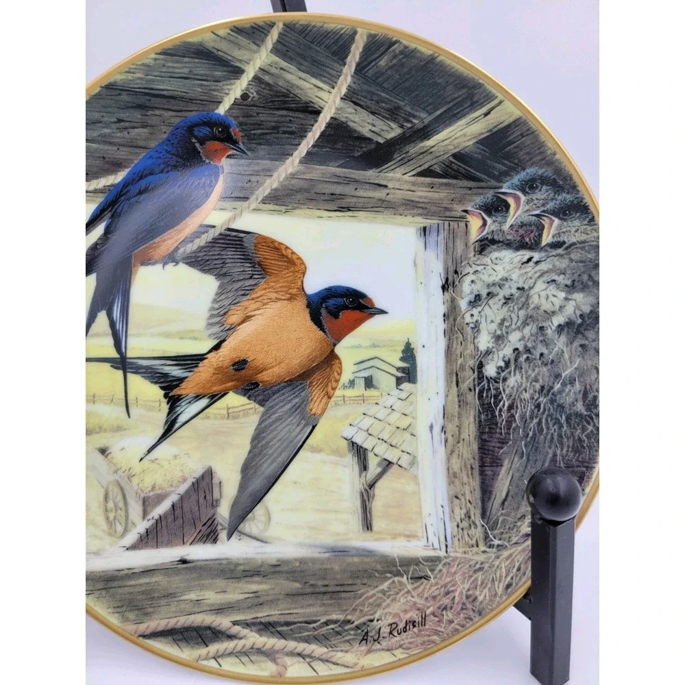 EASTERN BLUEBIRD NESTING ON EGGS Plate  A. J. Rudisill National  Audubon Society